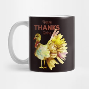 happy thanksgiving  watercolor turkey Mug